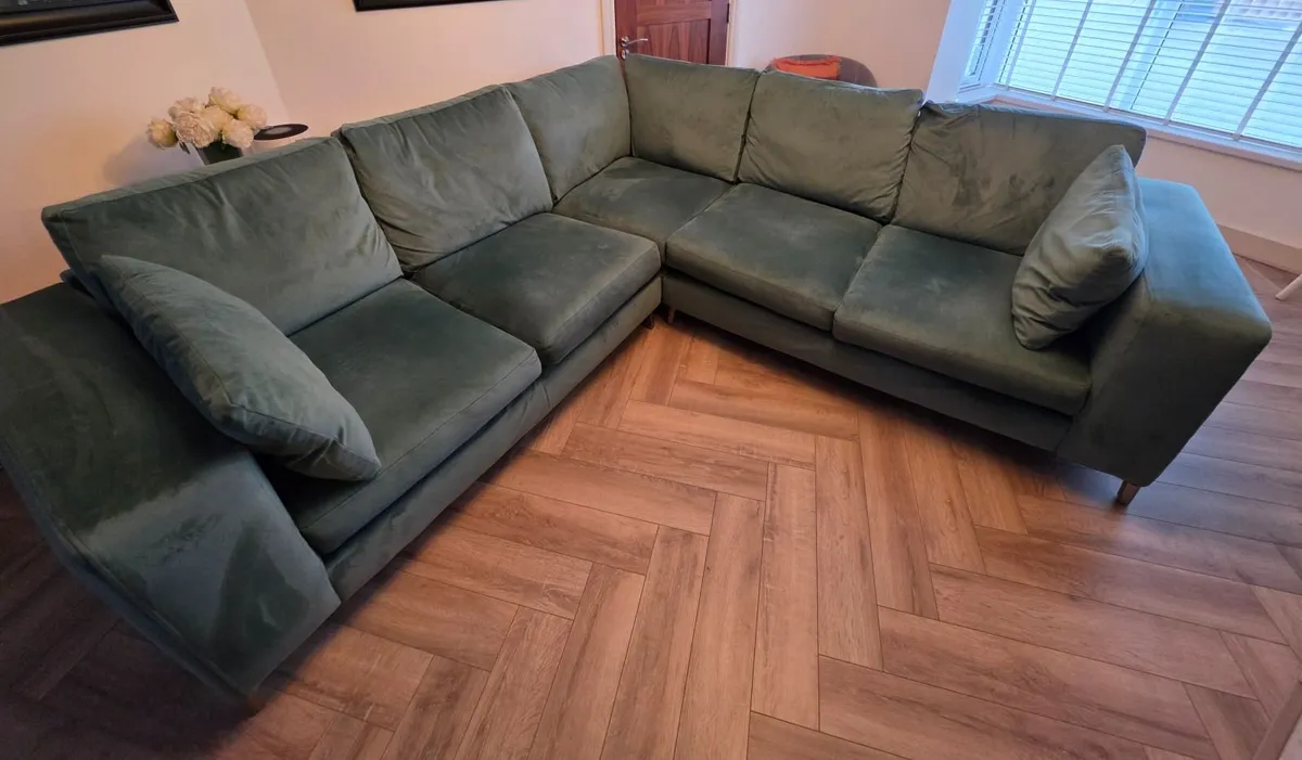 Corner Sofa - velvet aqua - Image 2