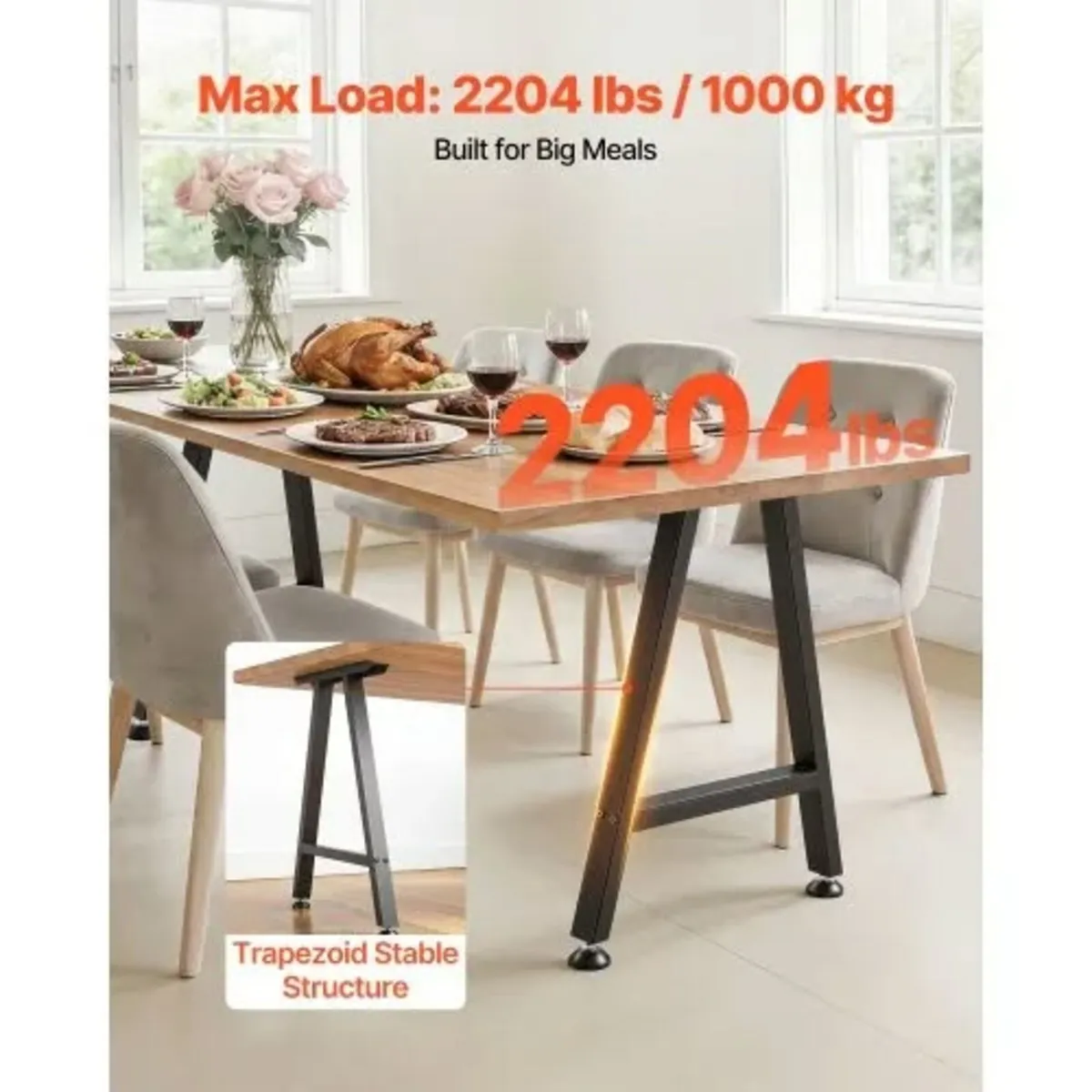 Table Legs, 740 x 550 mm (H x W) Trapezoid Steel F - Image 4
