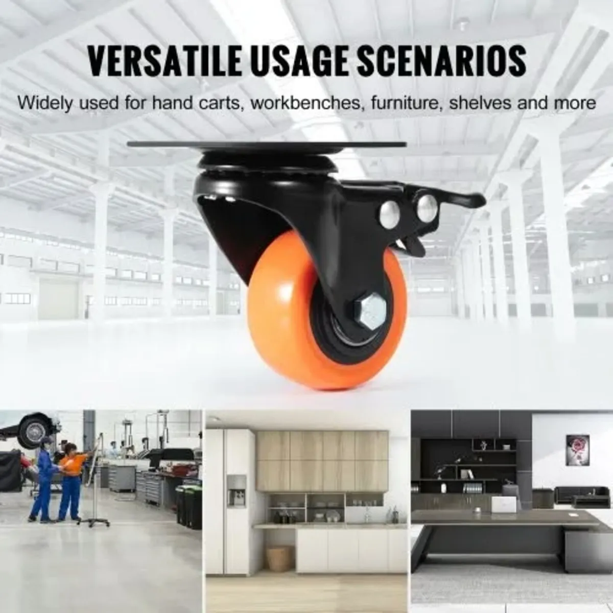 Caster Wheels, 5.1 cm Swivel Plate Casters, Set of - Image 3