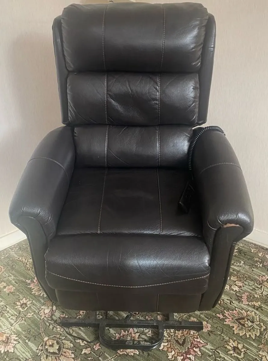 Brown Leather Recliner Electronic Lift Chair - Image 2