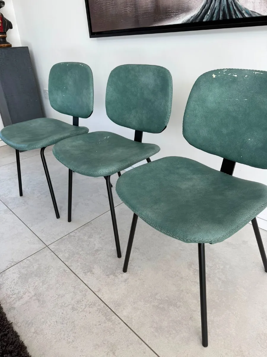 Teal Faux Leather Kitchen Chairs - Image 1