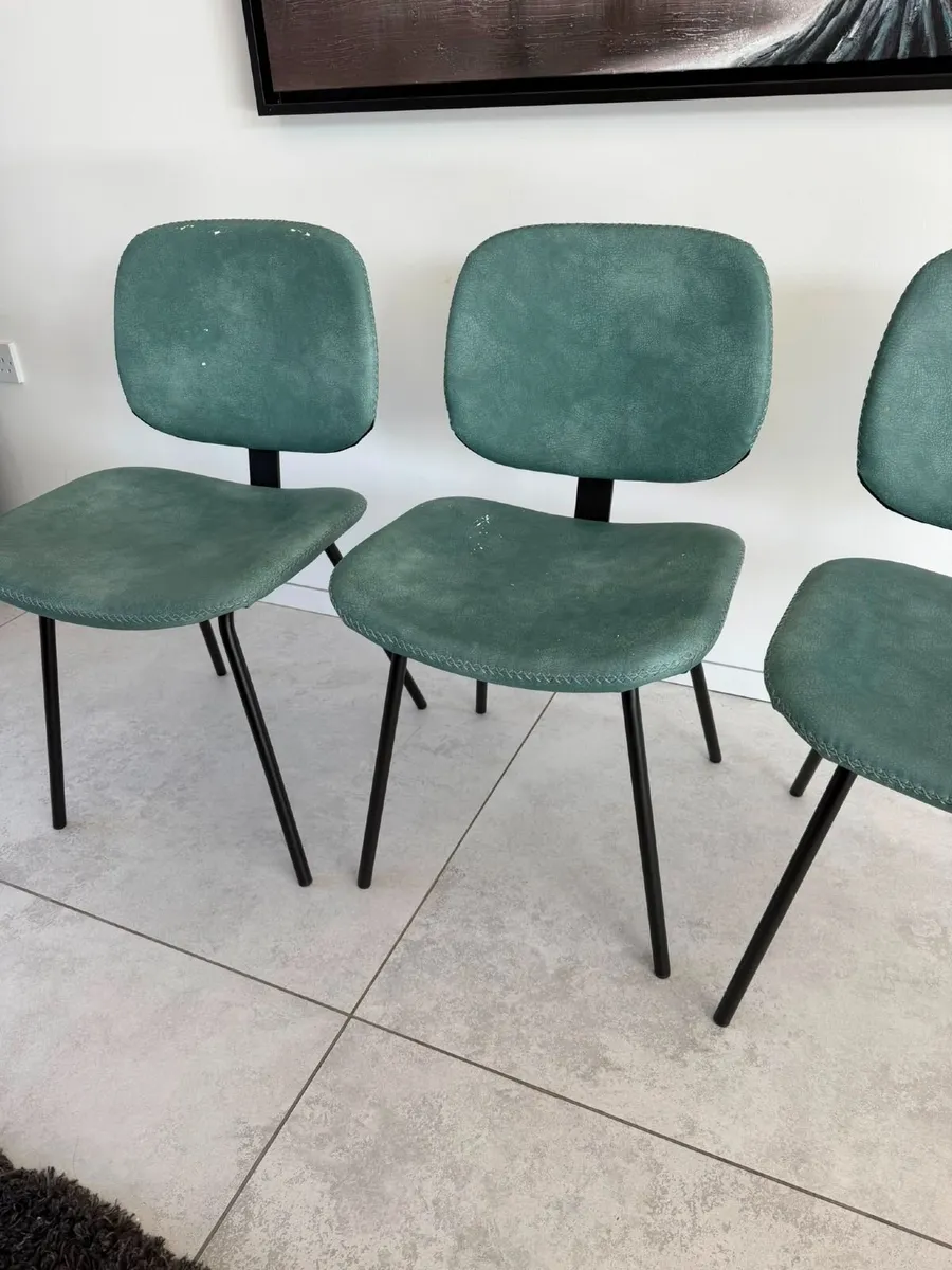 Teal Faux Leather Kitchen Chairs - Image 3