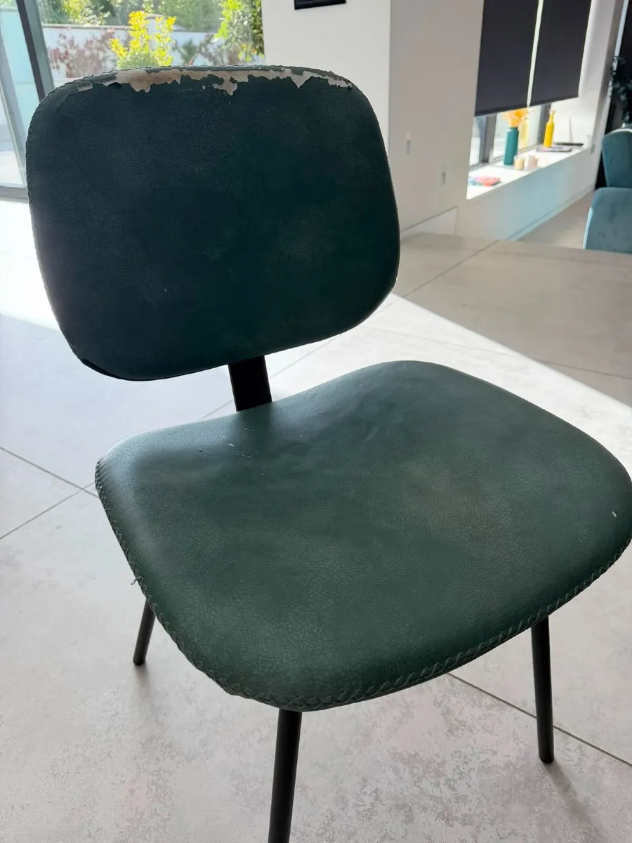 Teal Faux Leather Kitchen Chairs - Image 4