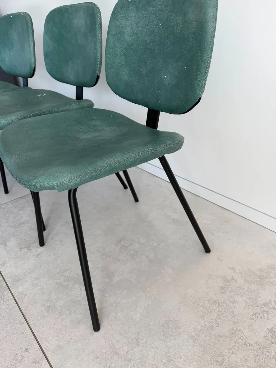 Teal Faux Leather Kitchen Chairs - Image 2