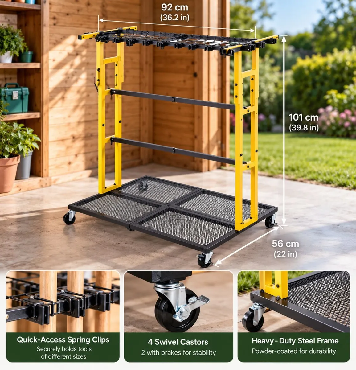 Heavy Duty Garden Tool Organiser with Wheels Mobil - Image 2