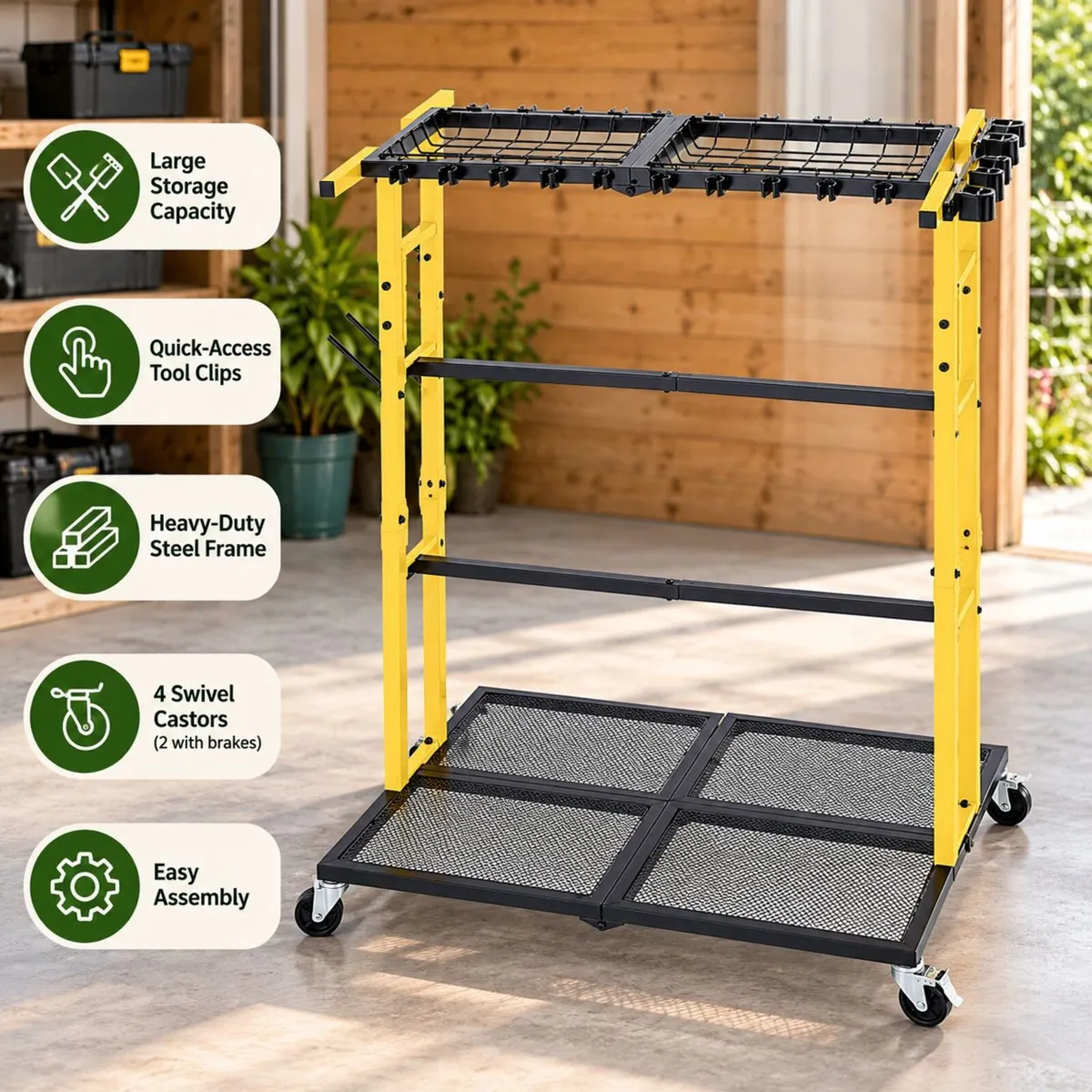 Heavy Duty Garden Tool Organiser with Wheels Mobil - Image 4