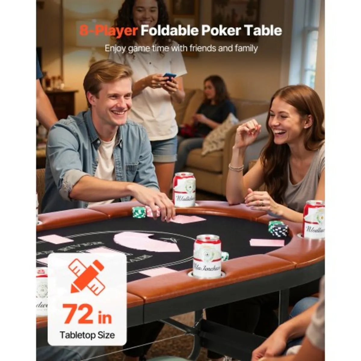 Foldable Poker Table, 8 Player 1828.8 mm Folding C - Image 3