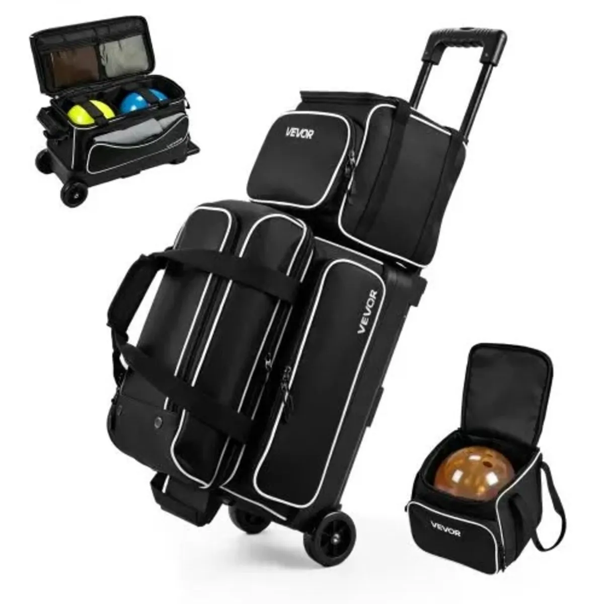 3 Ball Bowling Bag Double Roller Bag with Separate - Image 1