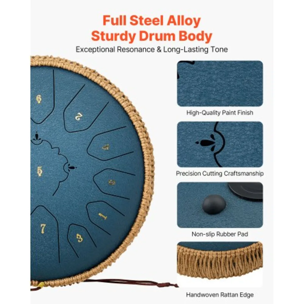 Steel Tongue Drum, 30.5cm 13 Notes Rain Drum for O - Image 3