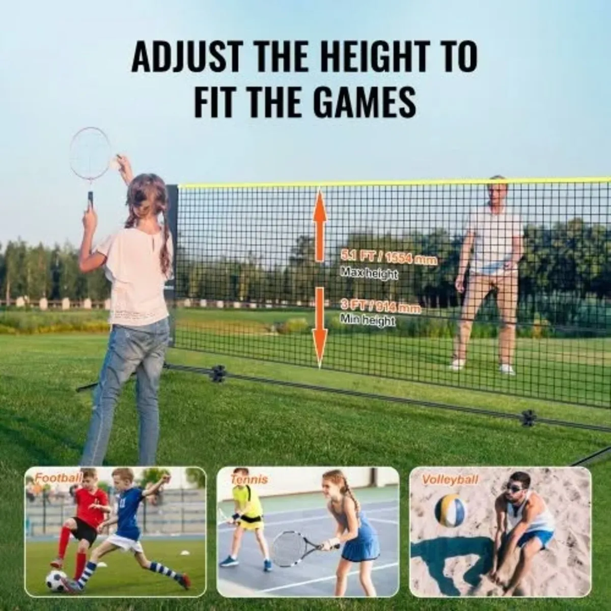 20ft Badminton Net Set Outdoor Portable Volleyball - Image 2