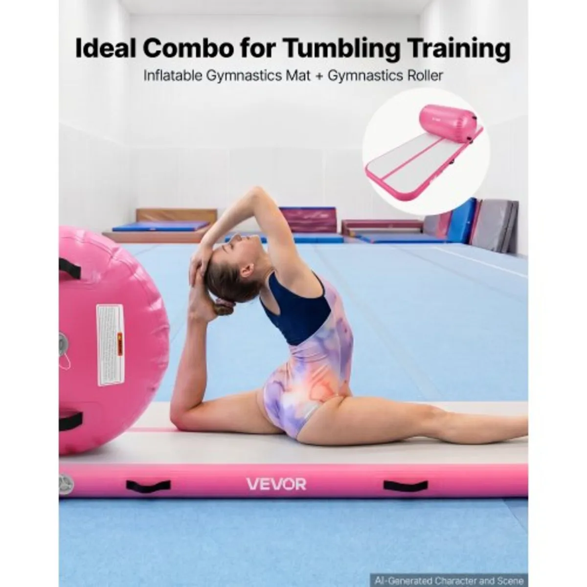 Inflatable Gymnastics Air Mat with Air Barrel 3m T - Image 2