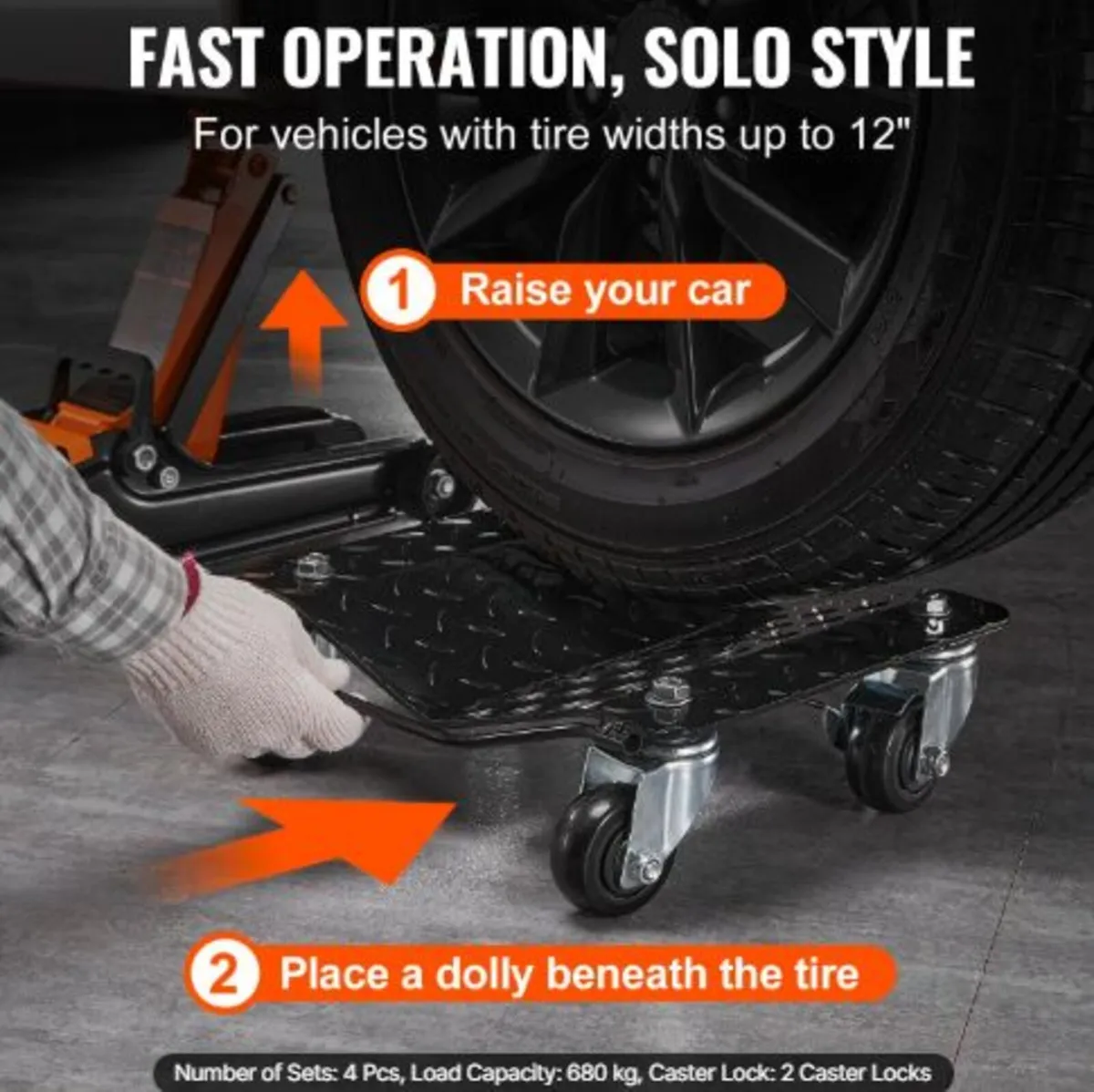 R Car Dolly Wheel Tire Dolly 4 PCS Heavy Duty - Image 3