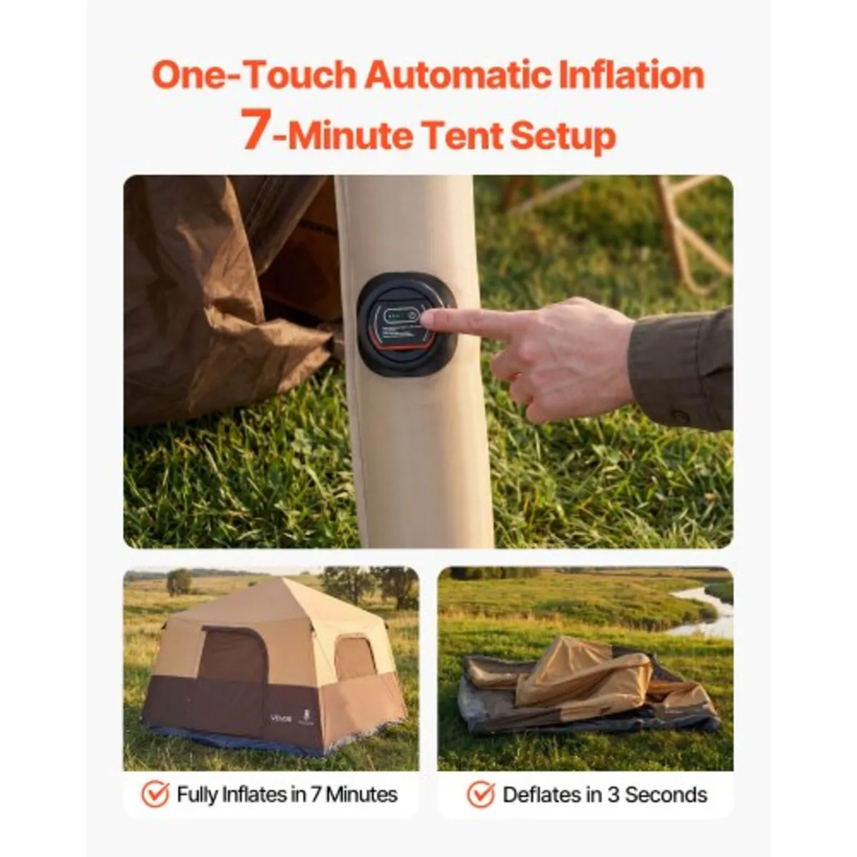 Camping Tent, 8 Person Inflatable Cabin Tent with - Image 2