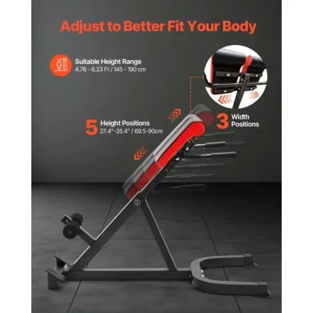 Roman Chair Hyperextension Bench, 300 lbs Adjustab - Image 4