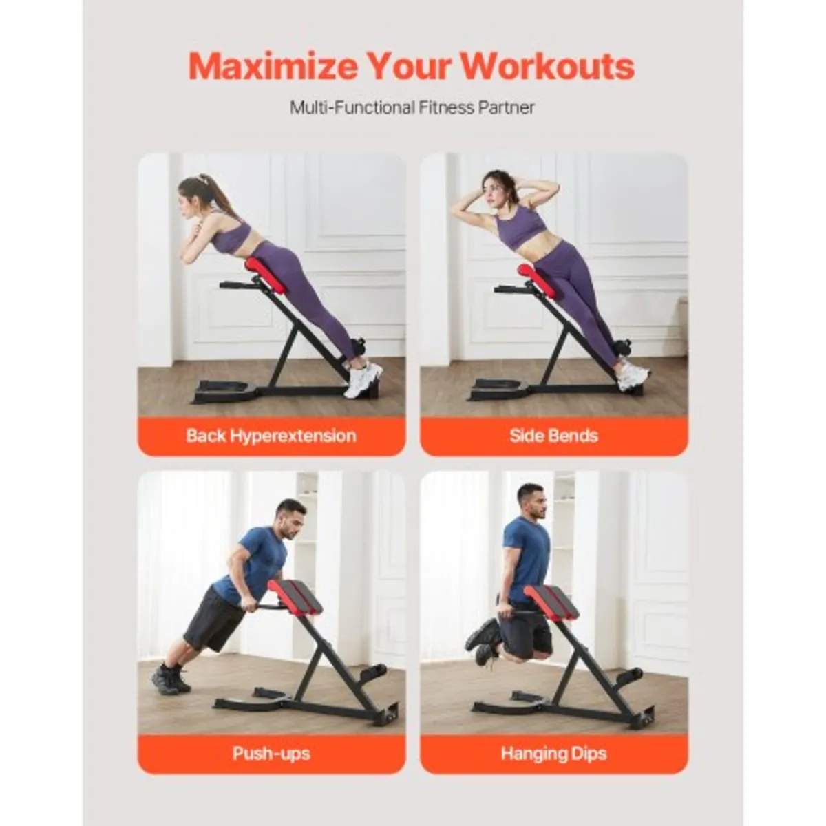 Roman Chair Hyperextension Bench, 300 lbs Adjustab - Image 2