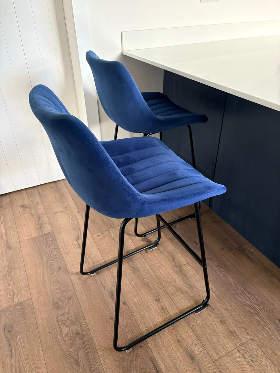 Pair of Navy  Kitchen Stools - Image 3