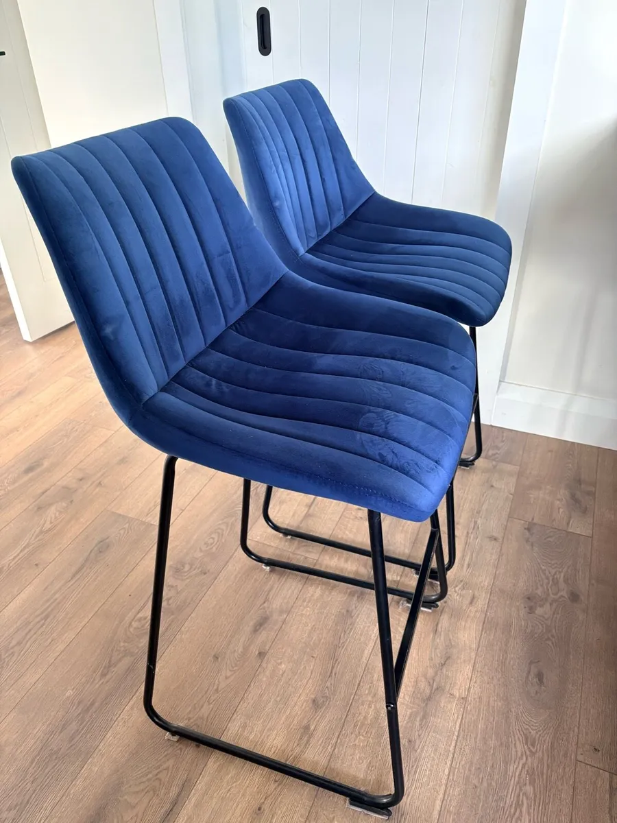 Pair of Navy  Kitchen Stools - Image 1