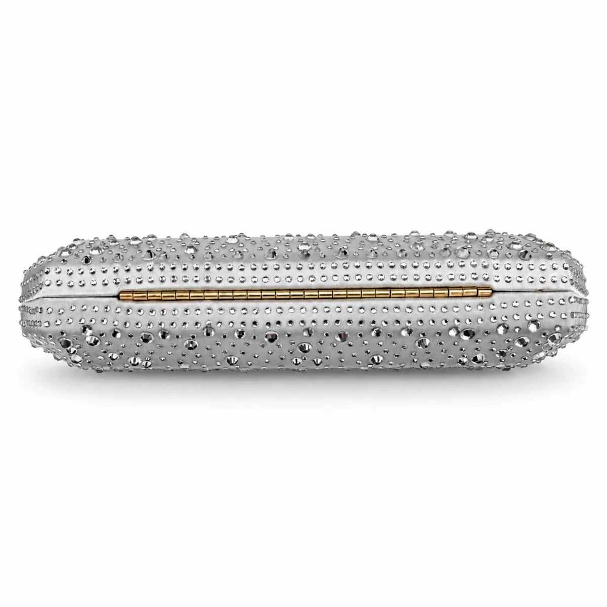 Silver Satin Rhinestone Clutch Bag Wedding, Party - Image 3