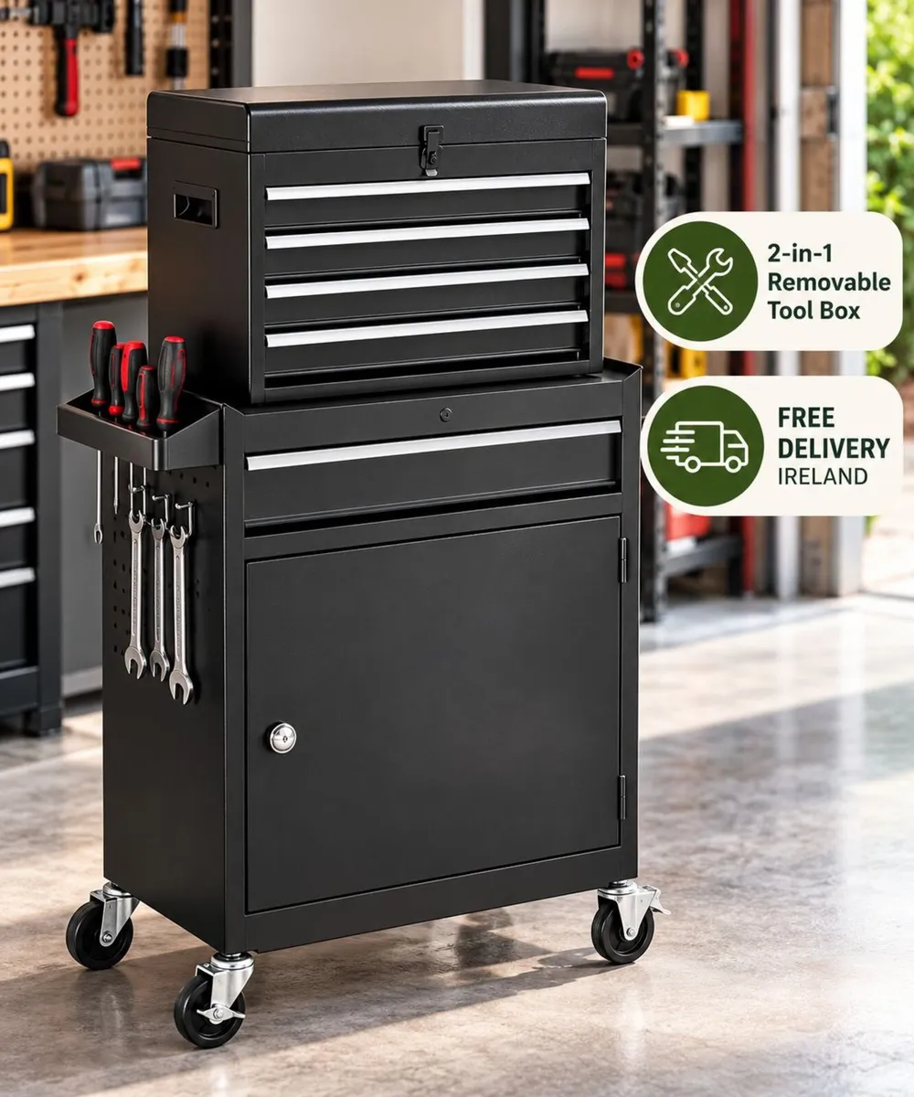 Heavy Duty Tool Trolley with 5 Drawers & Cabinet - Image 1
