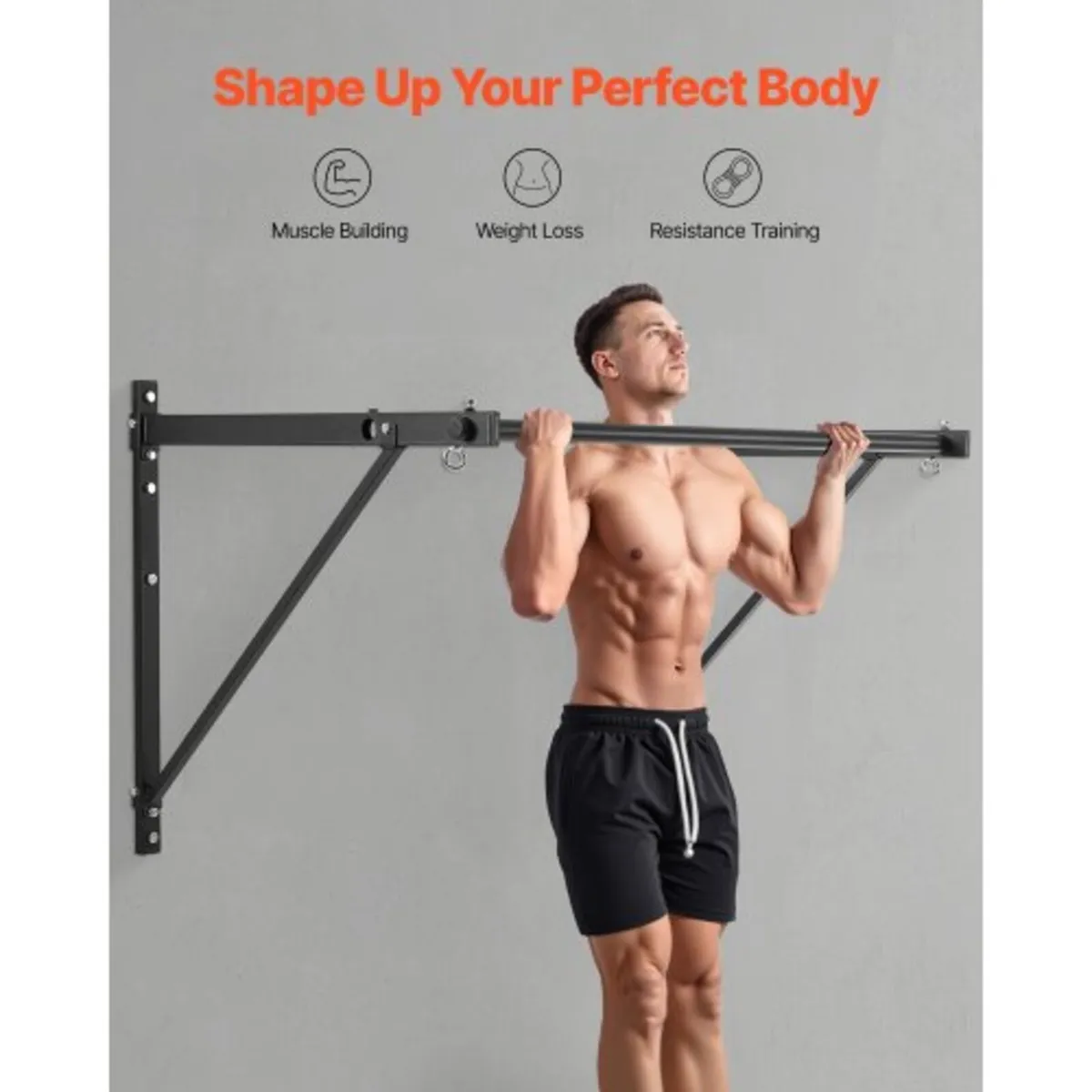 Pull Up Bar, 50 in Width Wall Mounted Pull Ups, Ad - Image 2