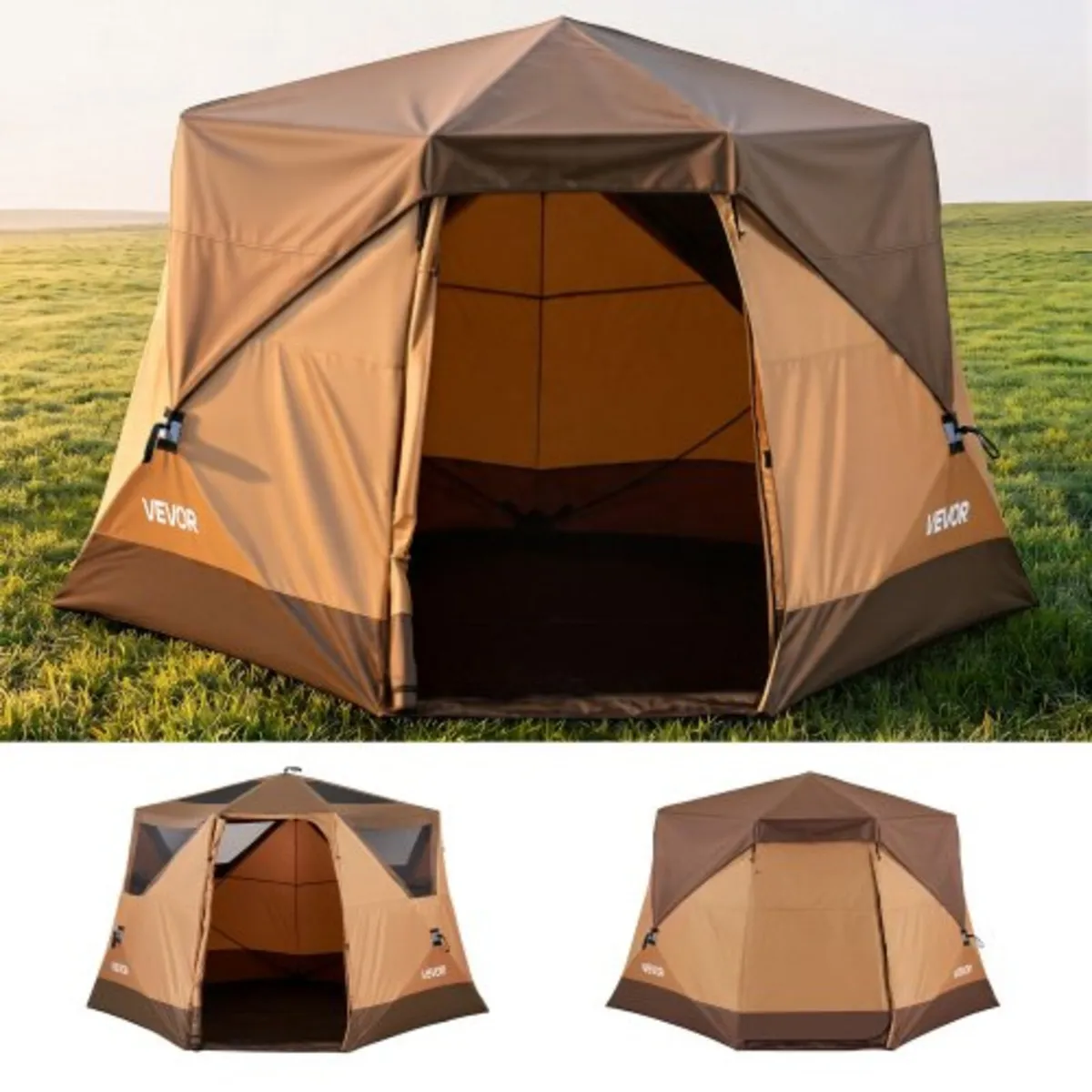 Camping Tent, 6 Person Pop Up Instant Cabin Tent w - Image 1