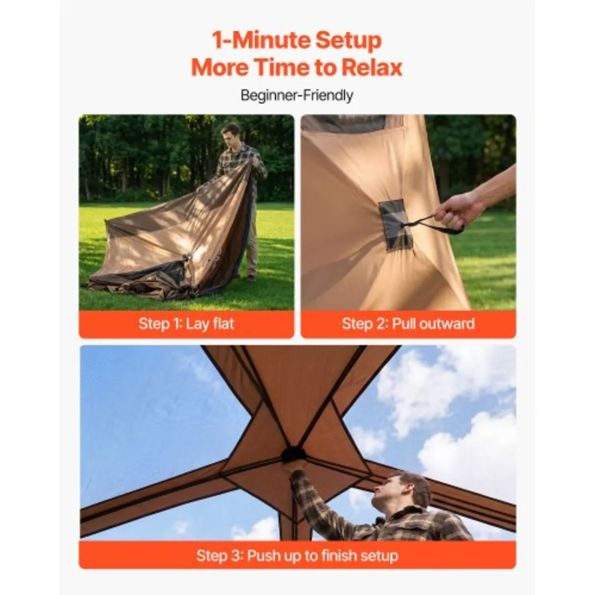 Camping Tent, 6 Person Pop Up Instant Cabin Tent w - Image 3