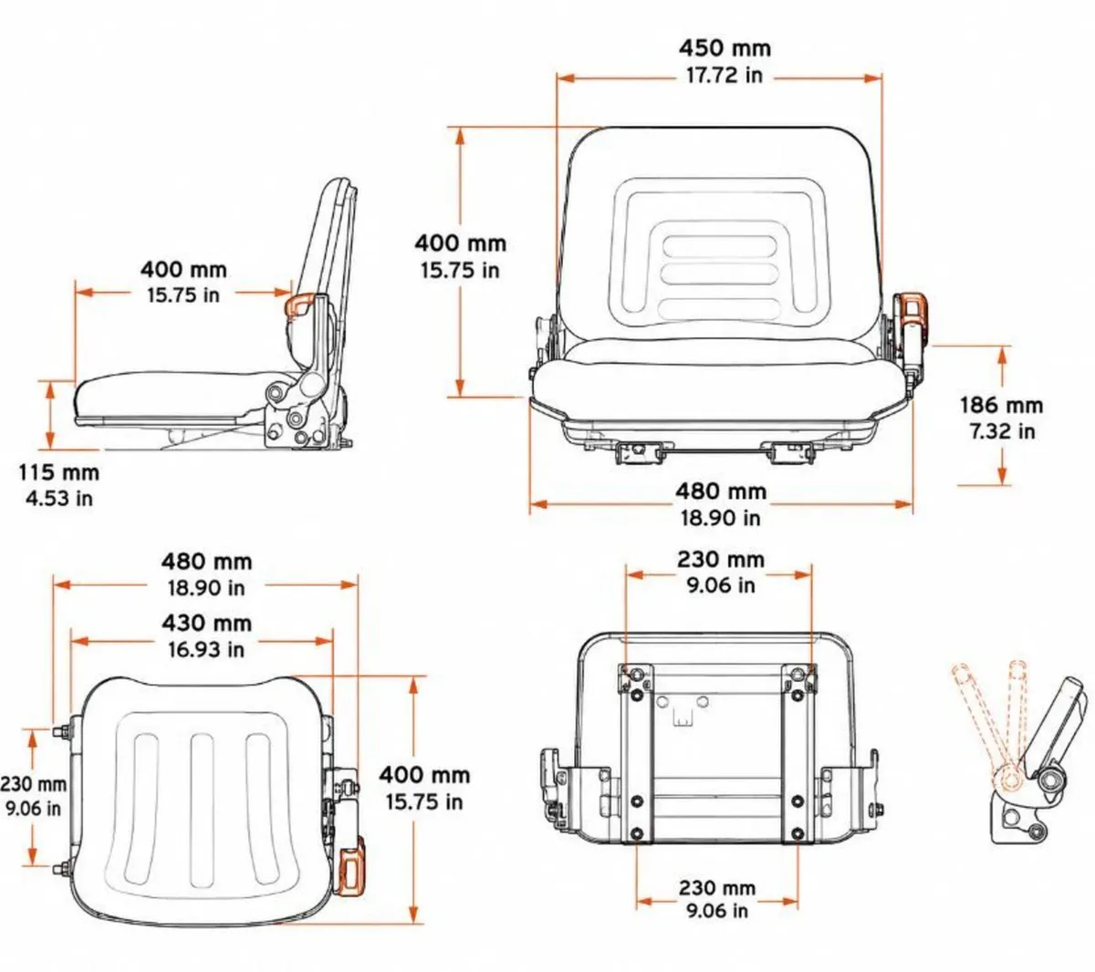 Tractor Buddy Seat / Passenger Seat – Fabric - Image 3