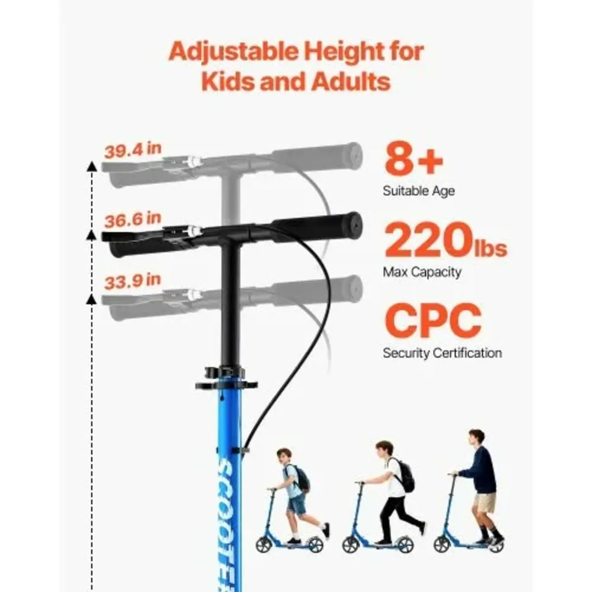 Kick Scooter for Kids Ages 8+, Teens & Adults, 2-W - Image 3