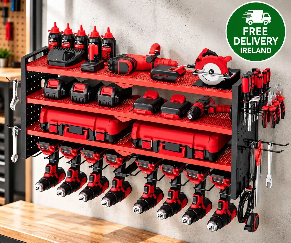 Heavy Duty Power Tool Organiser 4 Tier Wall Mounte - Image 1