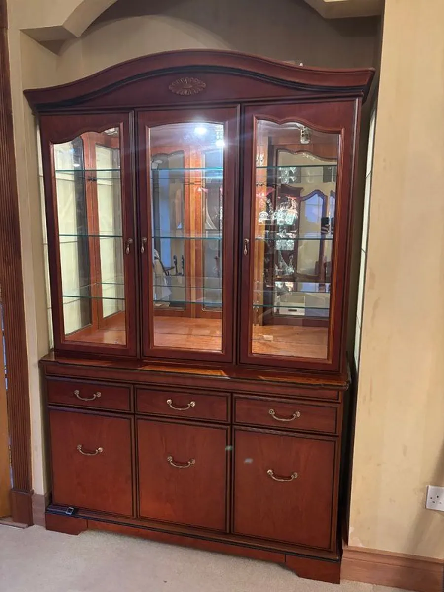 Vintage Mahogany 3-Door Display Cabinet & Sideboard Dresser - Image 1