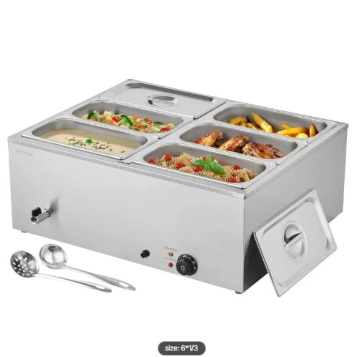 Commercial Food Warmer, 1500W Electric Stainless - Image 1