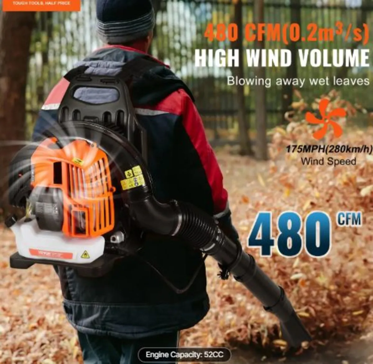 Backpack Leaf Blower,52CC 2-Cycle Gas Leaf Blower - Image 3