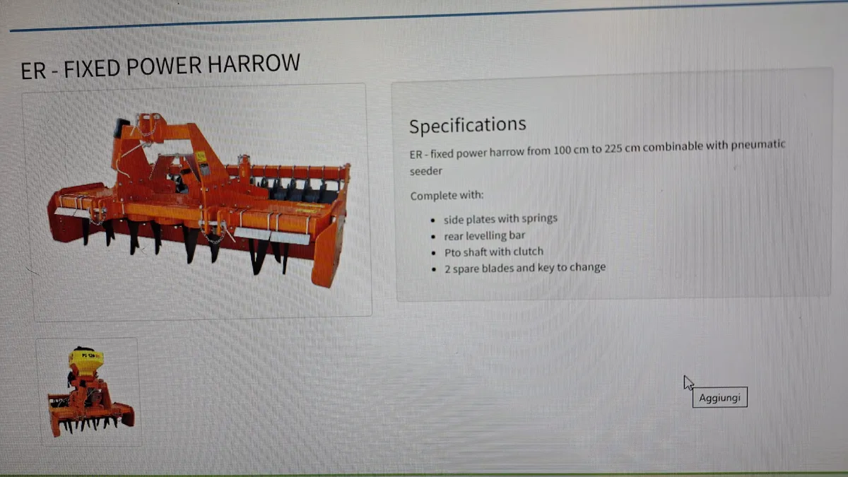 Rinieri ER 225 power harrow - Image 4