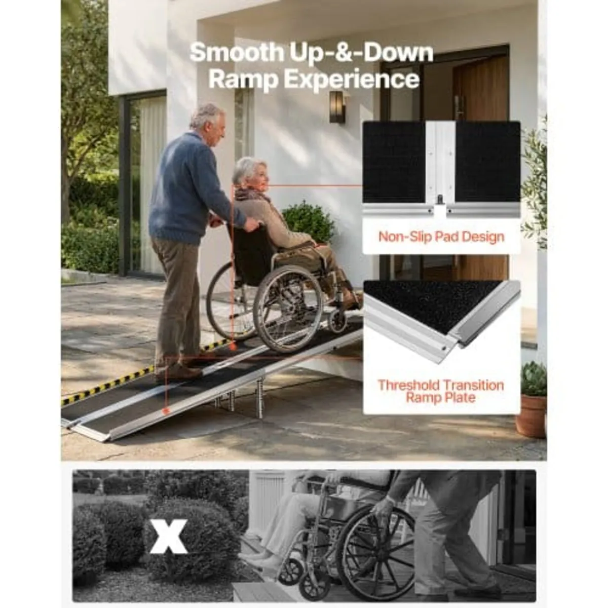Portable Wheelchair Ramp, 2135 mm, Non-Slip Alumin - Image 2