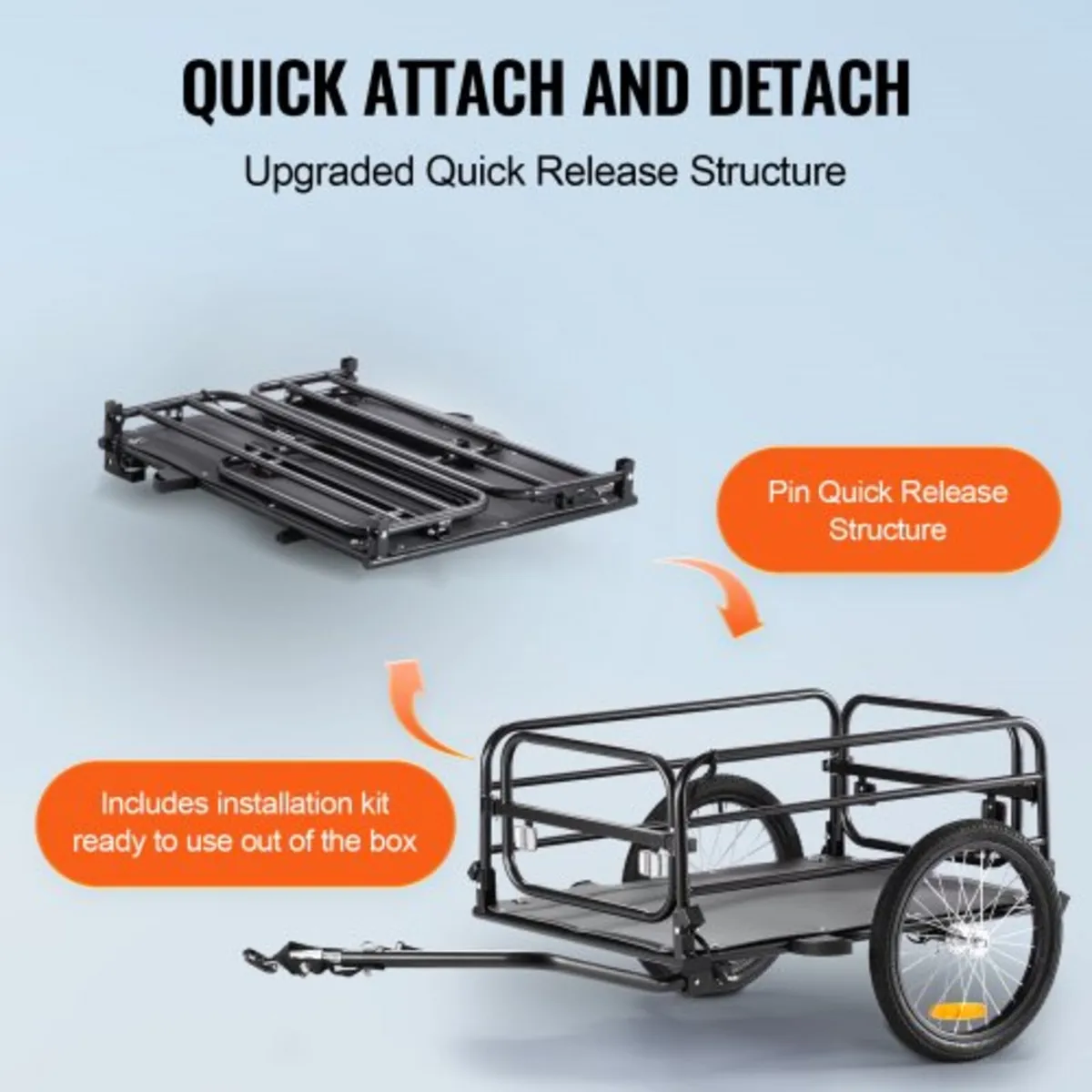Bike Cargo Trailer, 72.5 kg Load Capacity, Heavy-D - Image 2