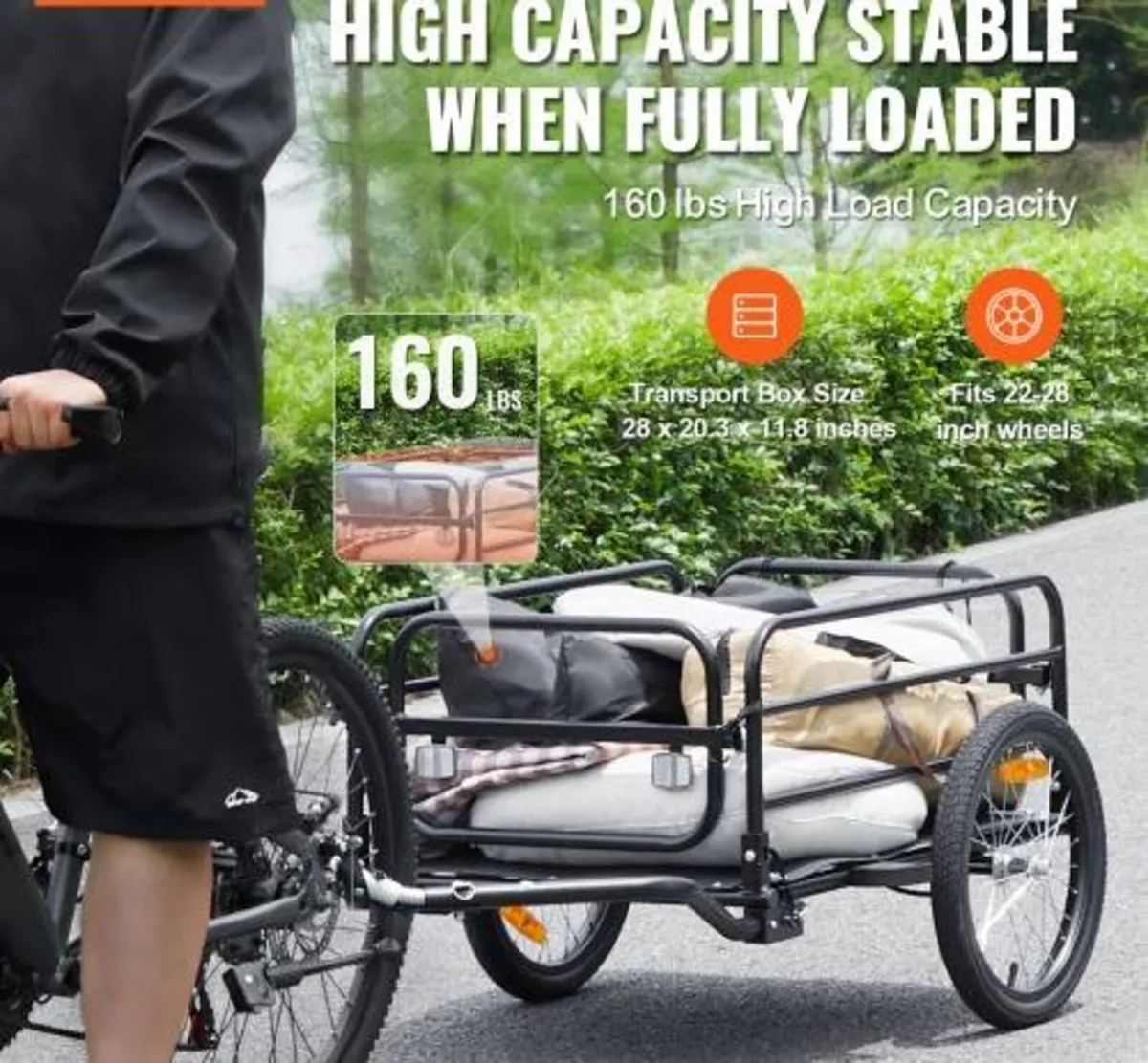 Bike Cargo Trailer, 72.5 kg Load Capacity, Heavy-D - Image 3