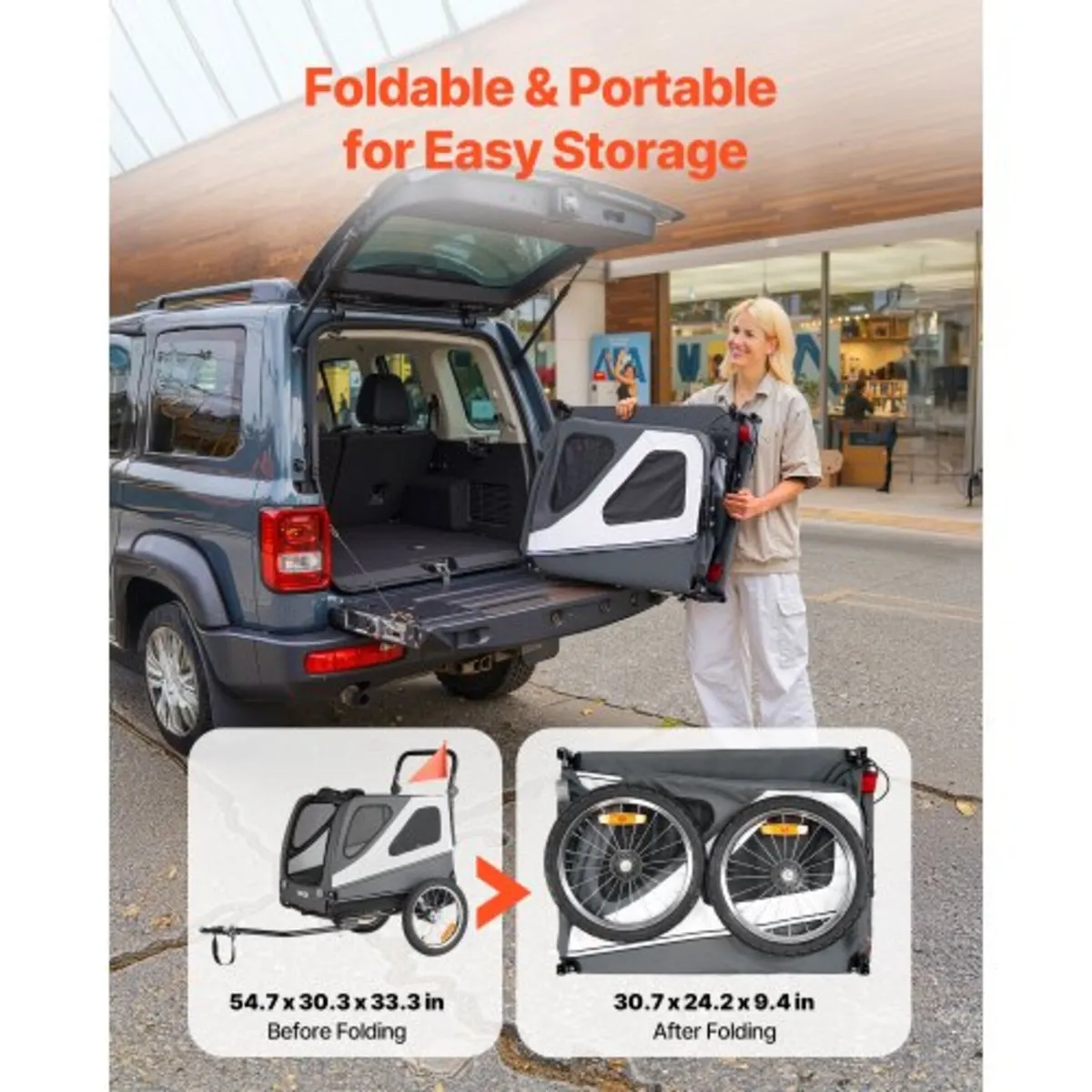 Dog Bike Trailer, Supports up to 45 kg, 2-in-1 Pet - Image 3