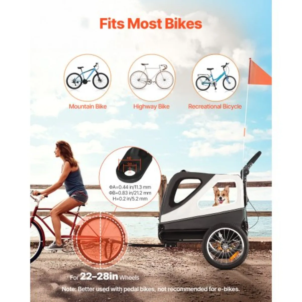 Dog Bike Trailer, Supports up to 45 kg, 2-in-1 Pet - Image 4