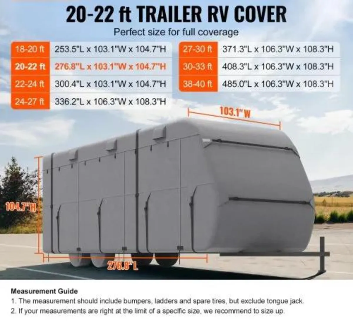 Travel Trailer Cover, 20-22 ft RV Cover, 4-Layer N - Image 4