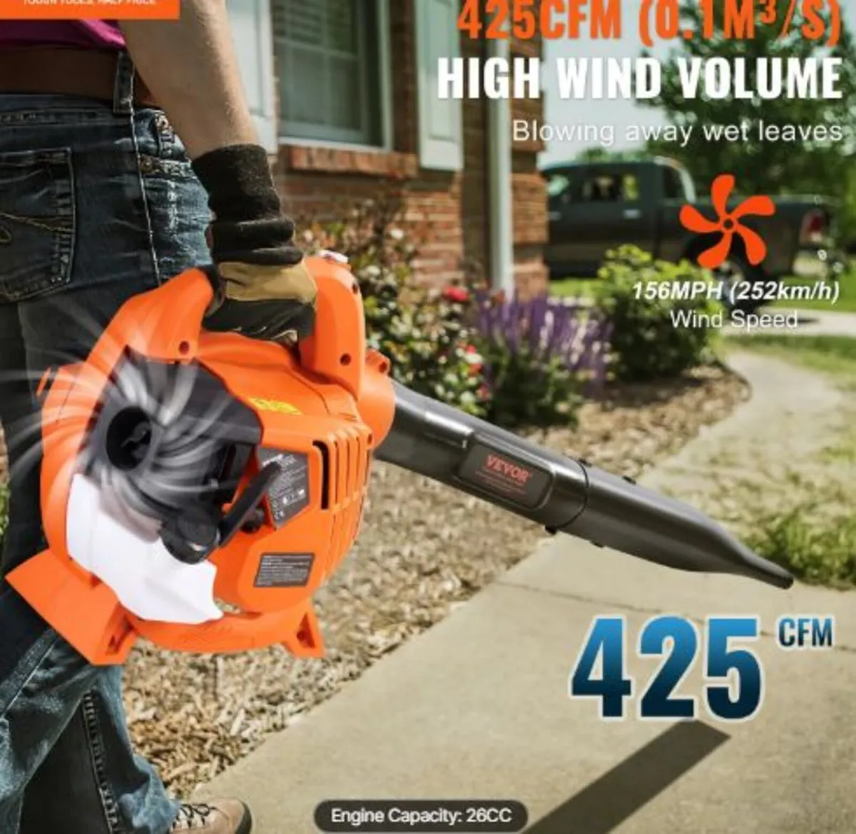 Gas Leaf Blower, 26CC 2-Cycle Handheld Leaf Blower - Image 2