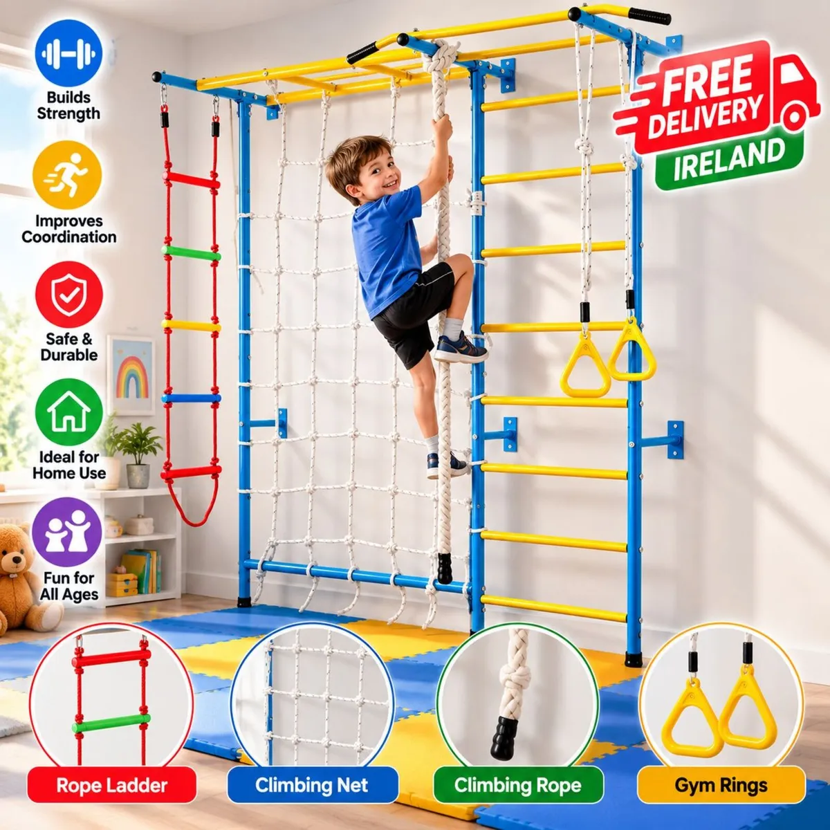Swedish Wall Ladder for Kids - Image 1