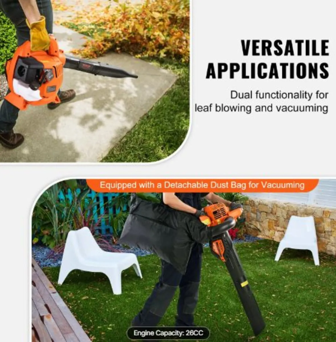 Gas Leaf Blower, 26CC 2-Cycle Handheld Leaf Blower - Image 4