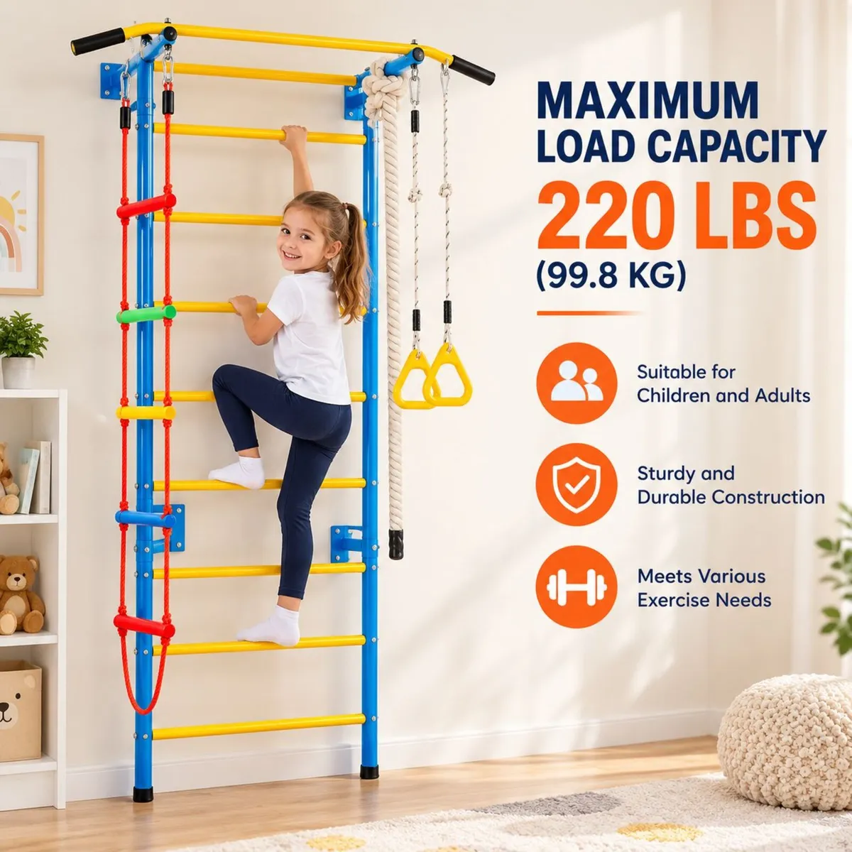 Swedish Wall Ladder Wall Jungle Gym Indoor Climb - Image 4