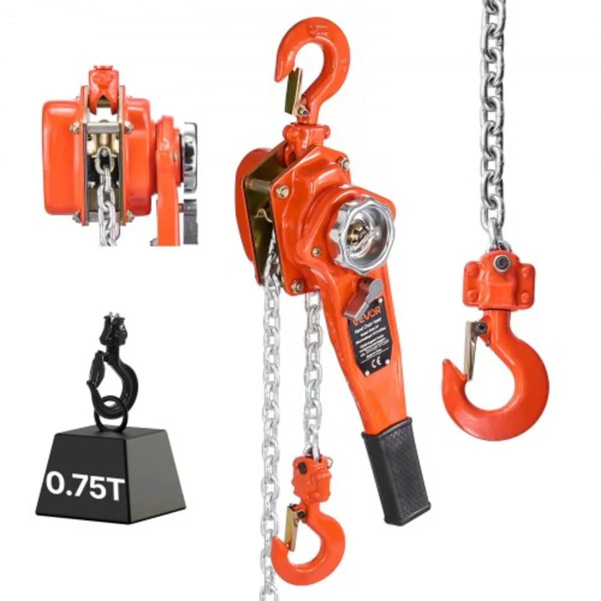 Manual Lever Chain Hoist, 3/4T 750KG Capacity Heav - Image 1