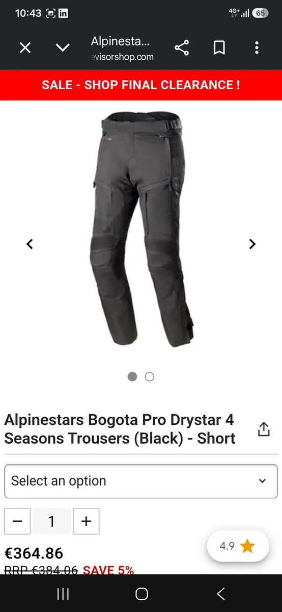Alpinestars Bogota Dry star jacket and bottoms. - Image 2