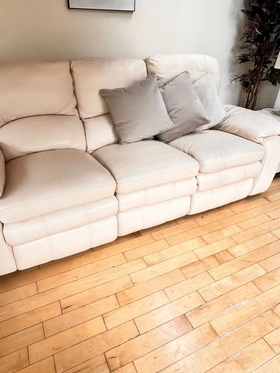 Cream Genuine Leather Suite 3 + 2 - Image 1