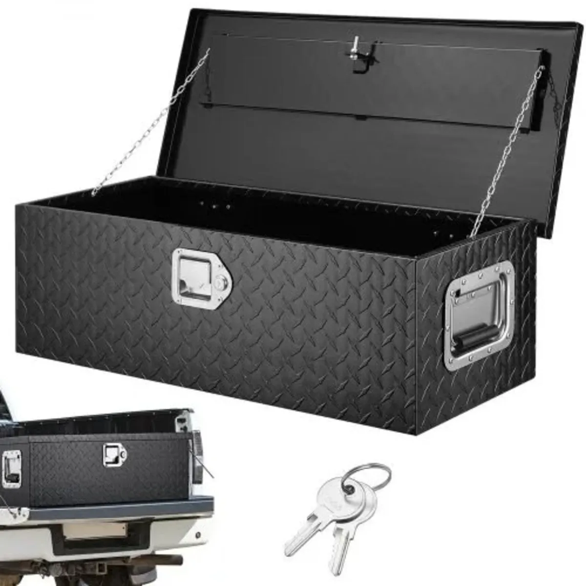 Heavy Duty Aluminum Truck Bed Tool Box, Diamond Pl - Image 1