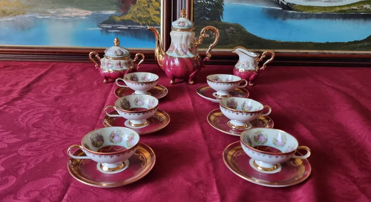 15Pc.Gloria West Germany Heavy GoldGilt Coffee Set - Image 3