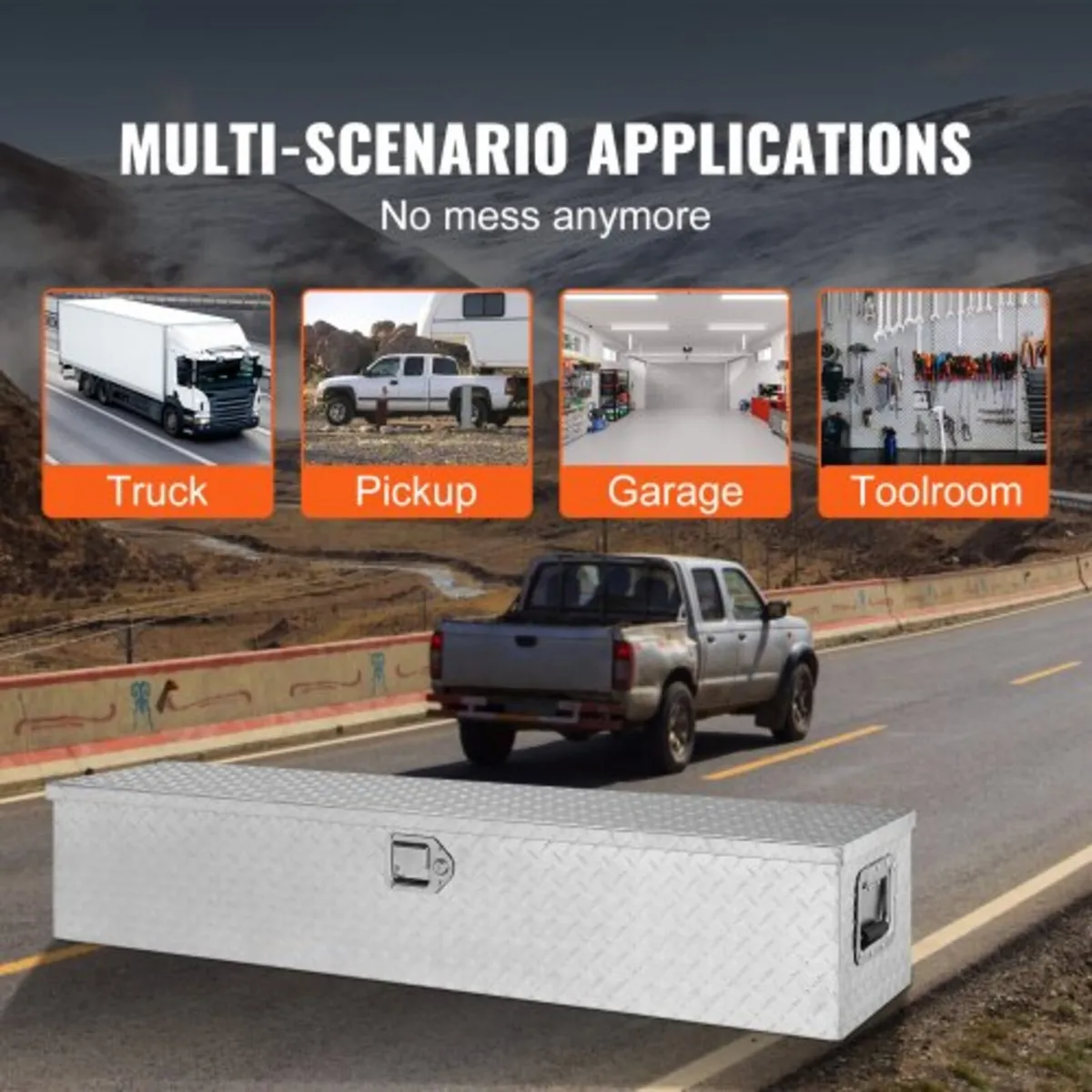 Heavy Duty Aluminum Truck Bed Tool Box, Diamond Pl - Image 3