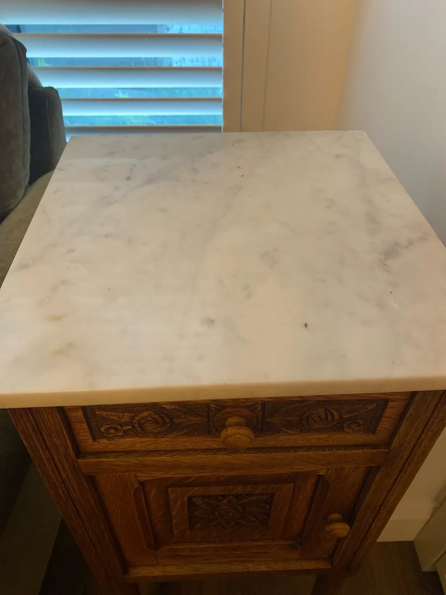 Wooden table with marble top - Image 4